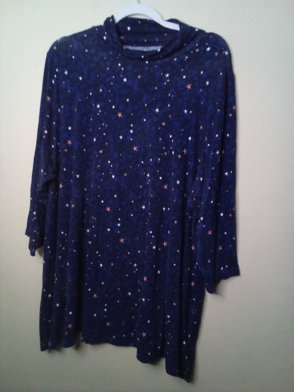 Torrid Shirt Women 4 4X Super Soft Knits Long Sleeve Turtleneck Stars Blue